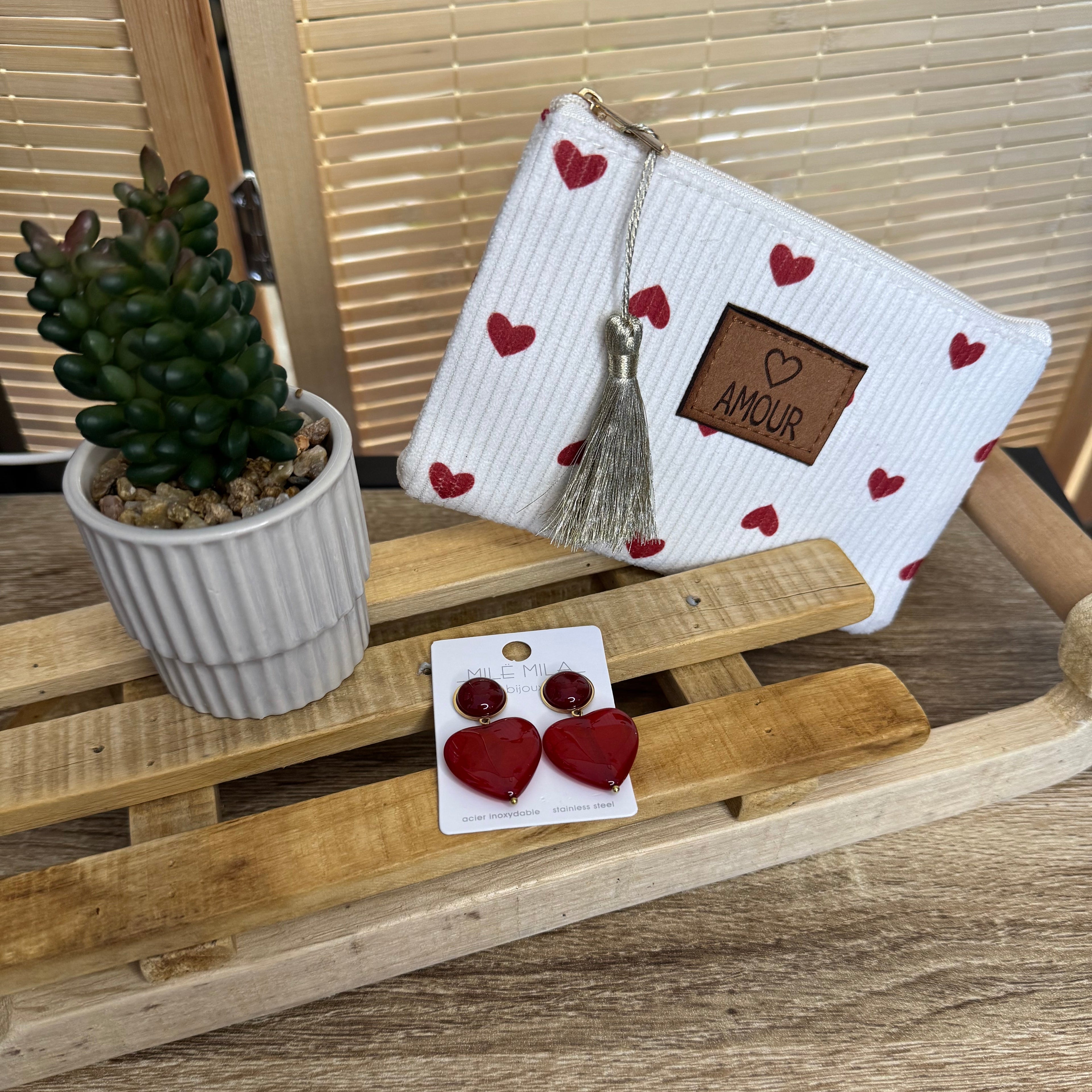 Boucles d'oreilles Coeur rouge